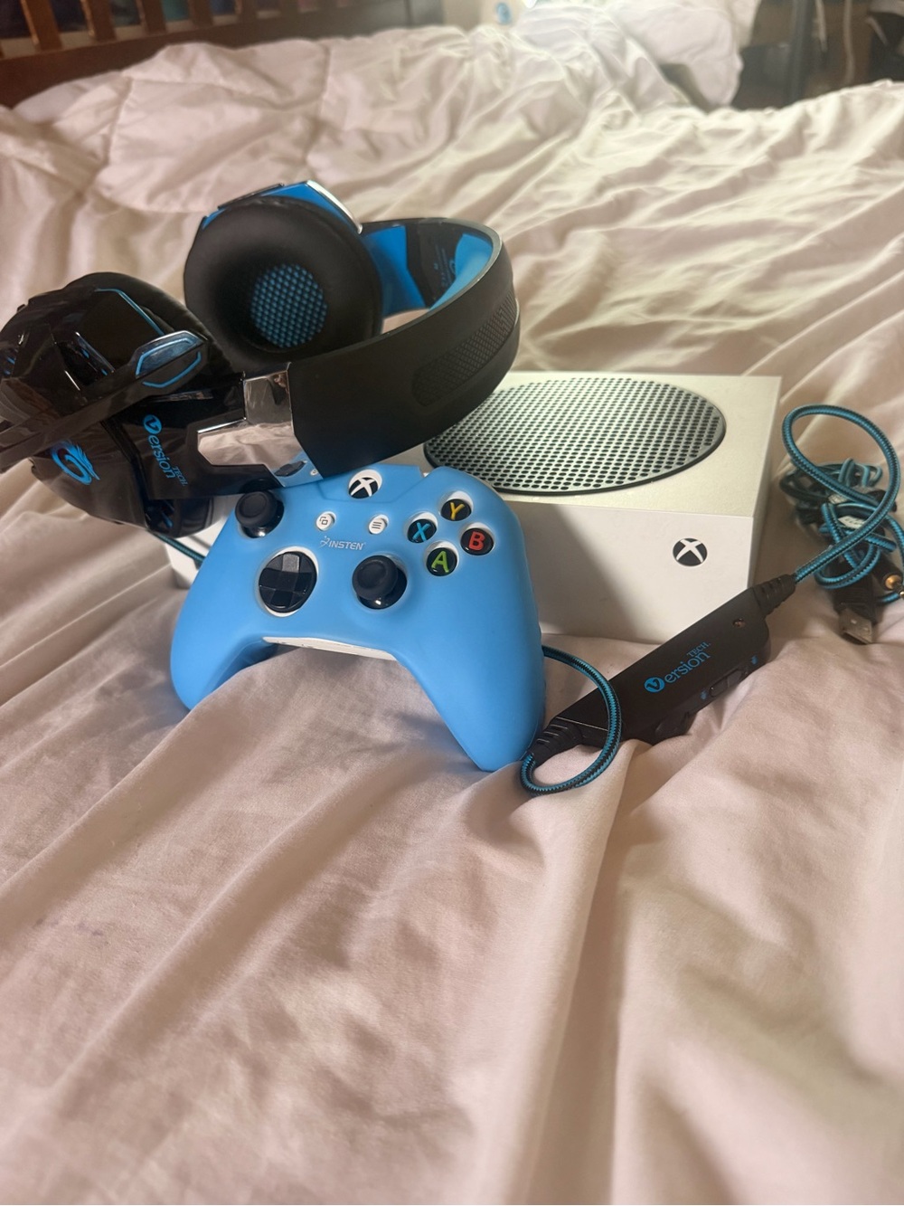 Xbox Wireless Console Accessory Bundle — Blue Controller & Matching Headset